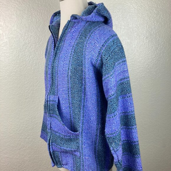 Molina Baja Men's Purple & Green Woven Full Zip Hoodie Sweater Sz L (42-44) - Picture 5 of 10